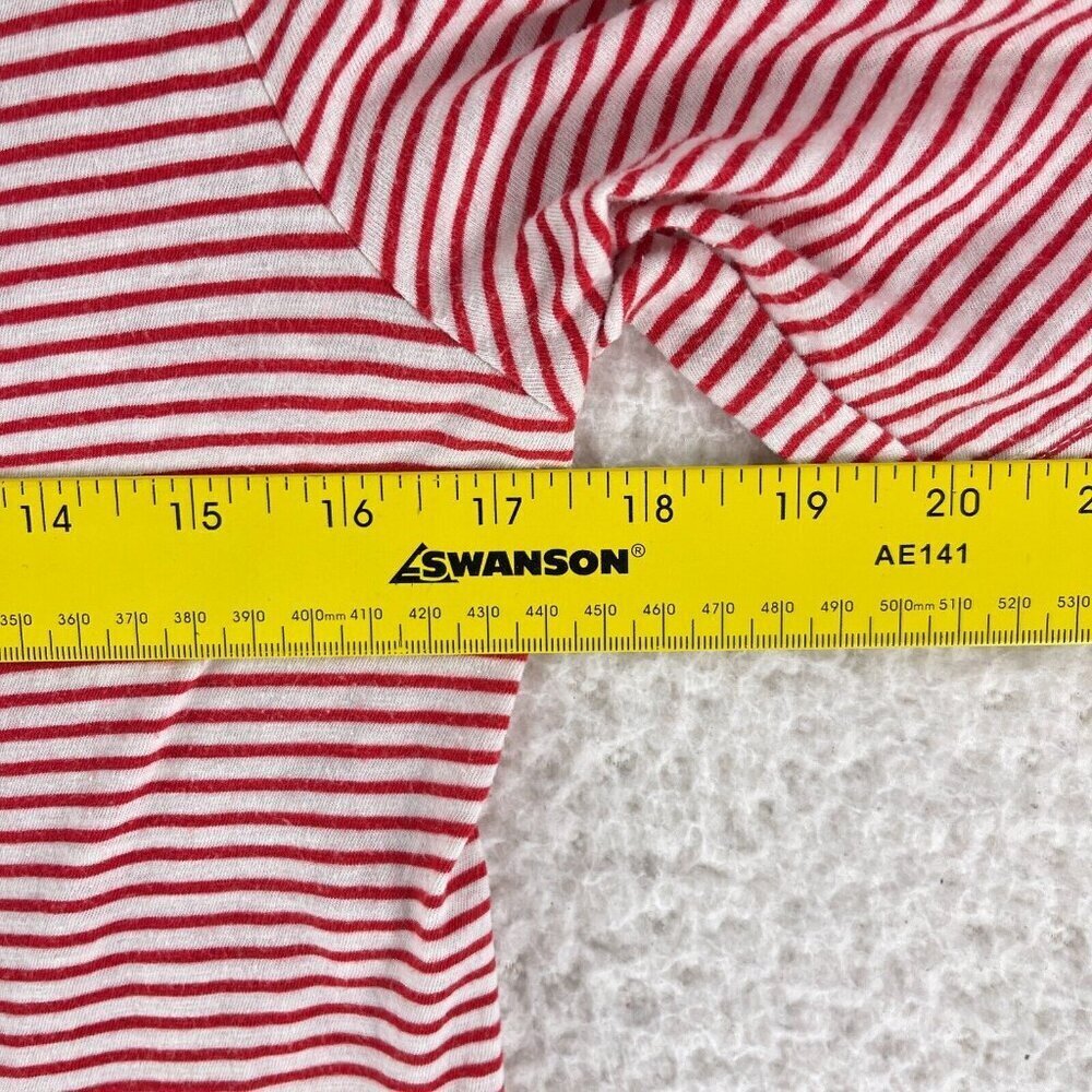 LOFT Vintage Soft Red Striped Shirt Womens Embroidered Short Sleeve Size Small - Picture 7 of 14